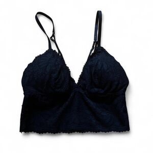 Aerie Black Lace Strappy Long Bralette